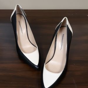 Two tone leather heels